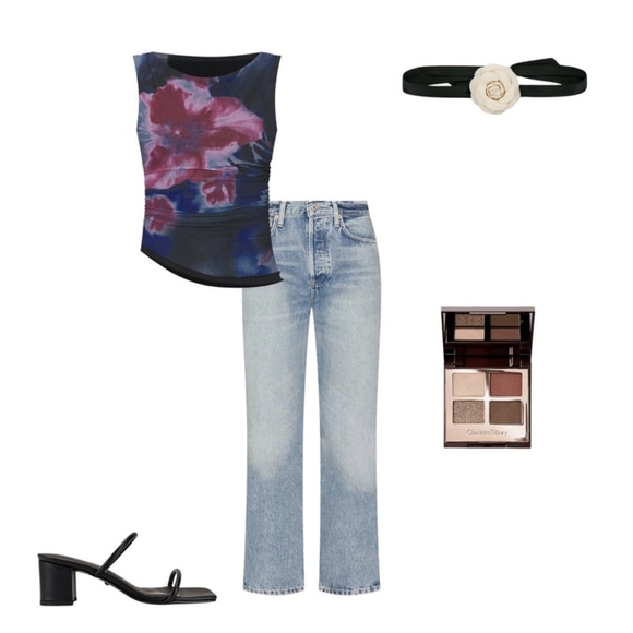 Floral Sleeveless Top - Blue and Purple - Picture 7 of 10